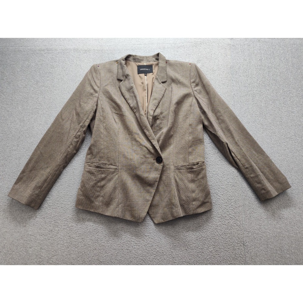 Lafayette 148 Women Blazer Jacket 12 Beige Single Breasted Pockets Formal Wear